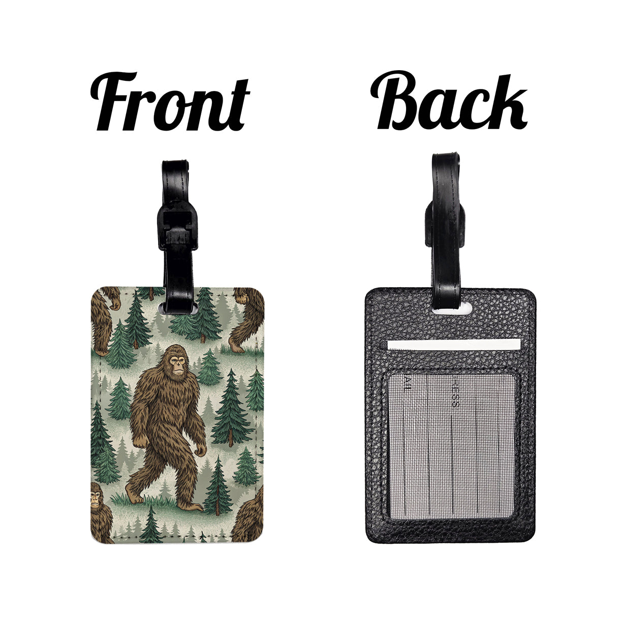 Sasquatch Bigfoot Background Travel Faux Leather Luggage Tag