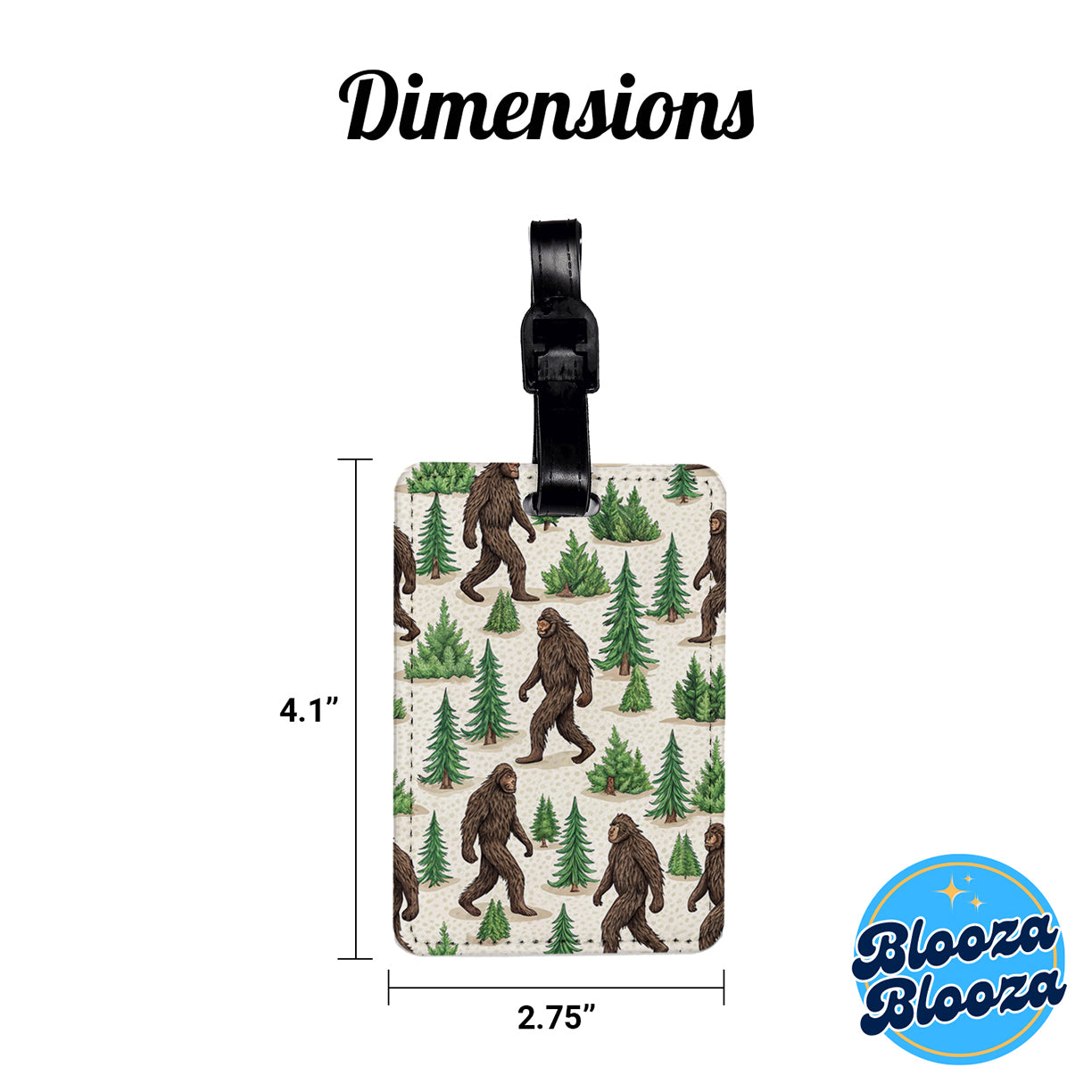 Sasquatch Bigfoot Walking Background Travel Faux Leather Luggage Tag