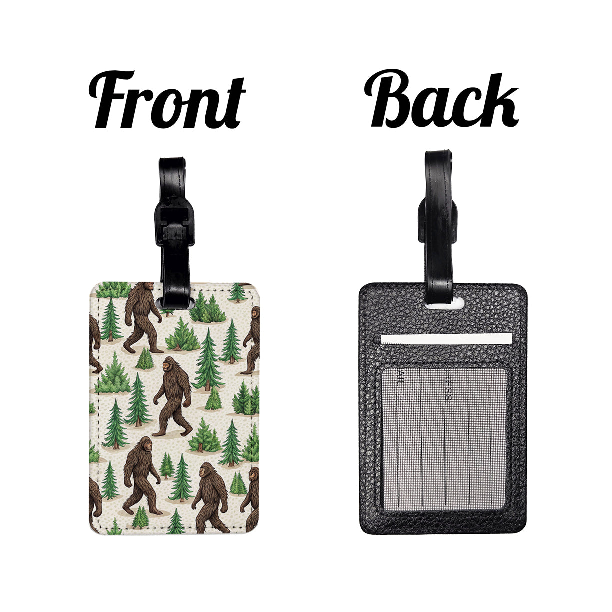 Sasquatch Bigfoot Walking Background Travel Faux Leather Luggage Tag