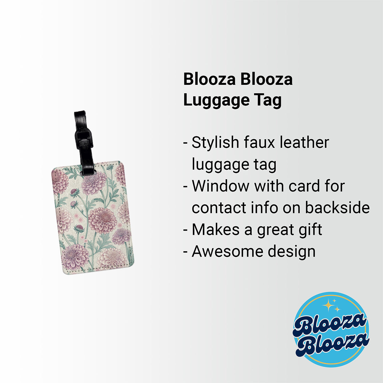 Scabiosa Flowers Pretty Travel Faux Leather Luggage Tag