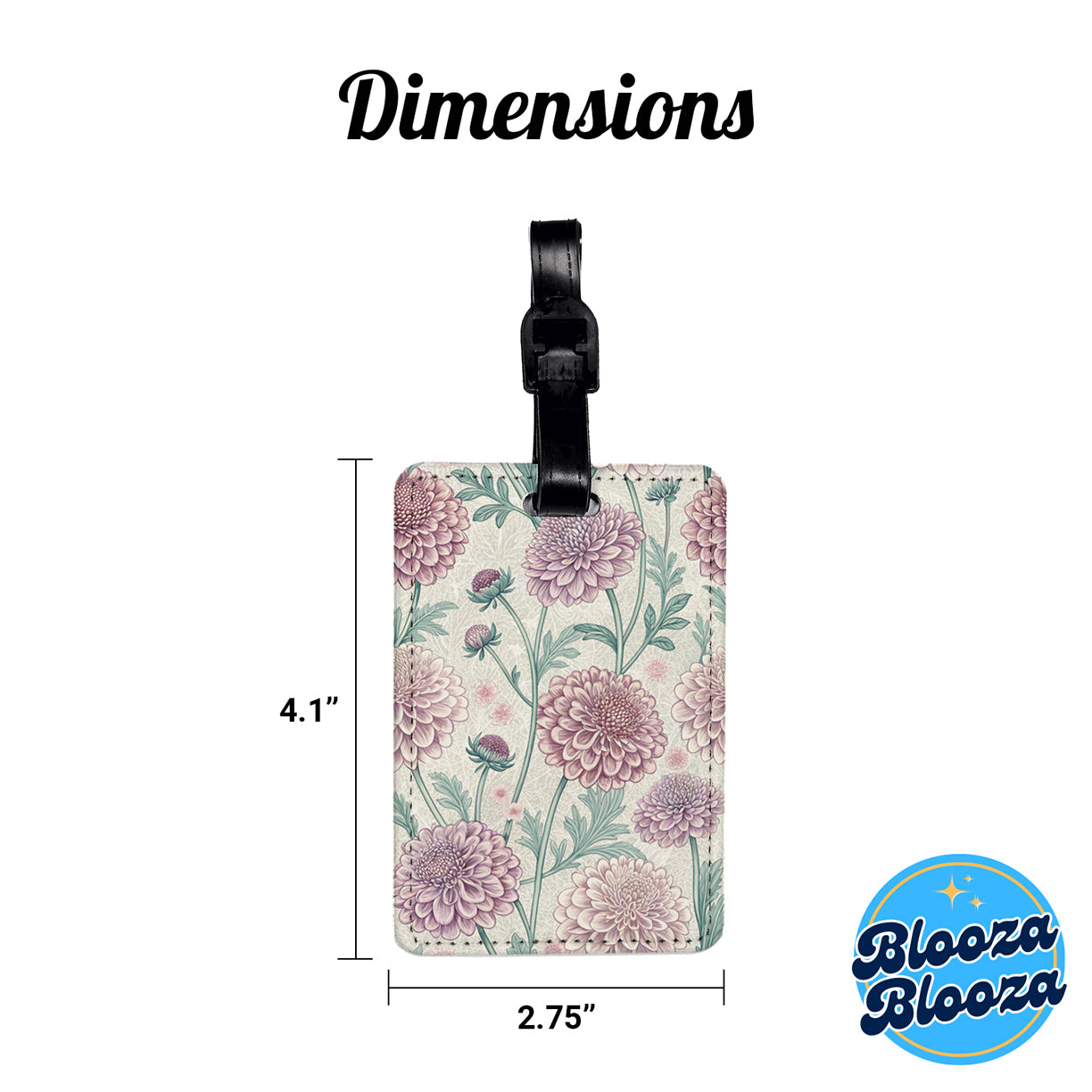 Scabiosa Flowers Pretty Travel Faux Leather Luggage Tag