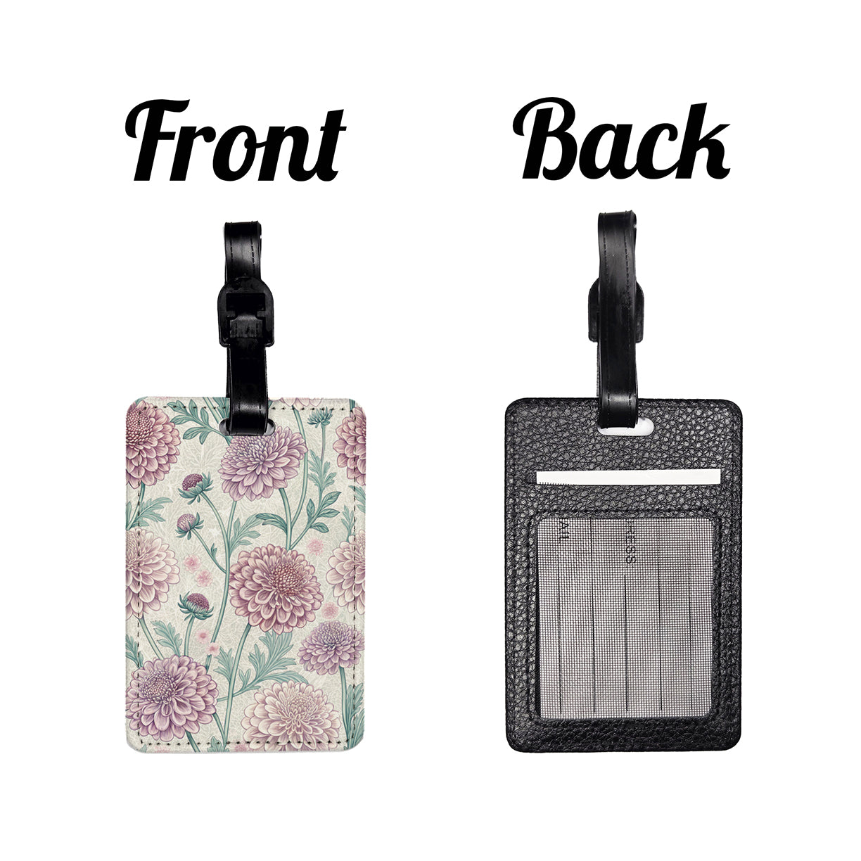 Scabiosa Flowers Pretty Travel Faux Leather Luggage Tag