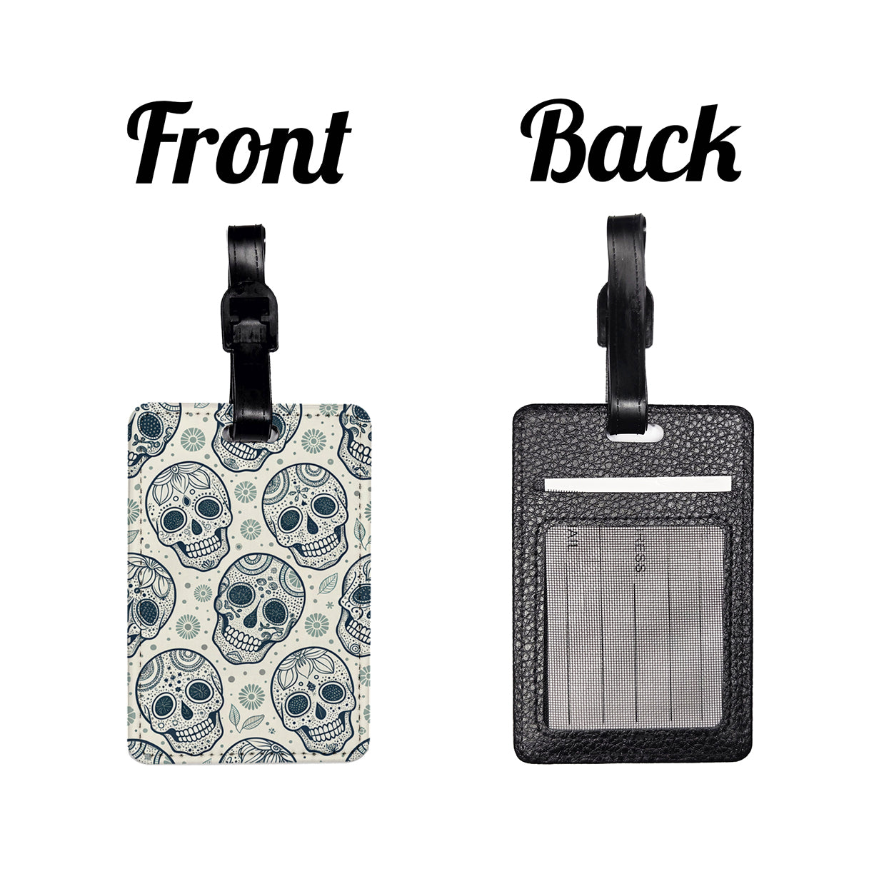 Skulls Cute Background Travel Faux Leather Luggage Tag