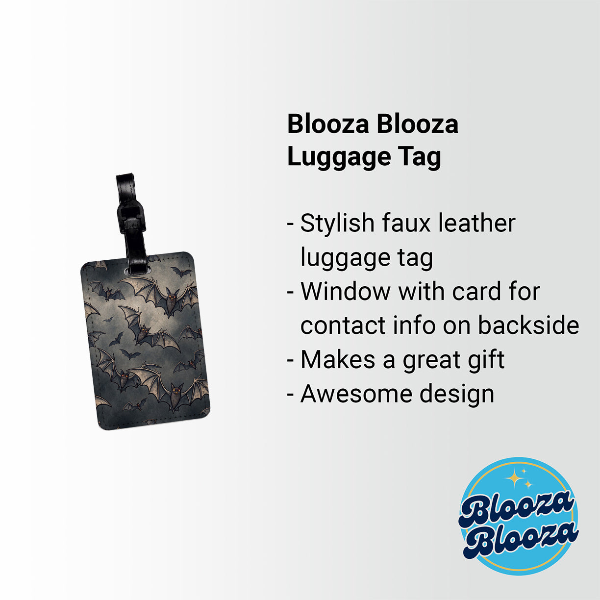 Sky Full Of Black Bats Background Travel Faux Leather Luggage Tag