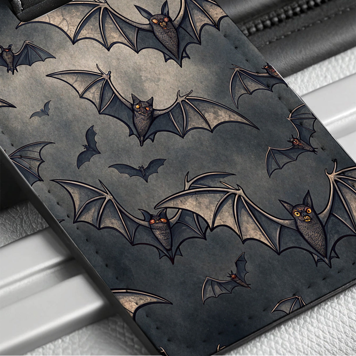 Sky Full Of Black Bats Background Travel Faux Leather Luggage Tag