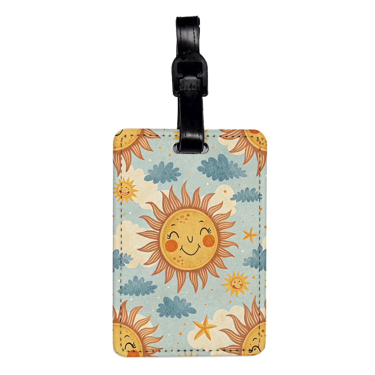 Smiling Sun Background Travel Faux Leather Luggage Tag