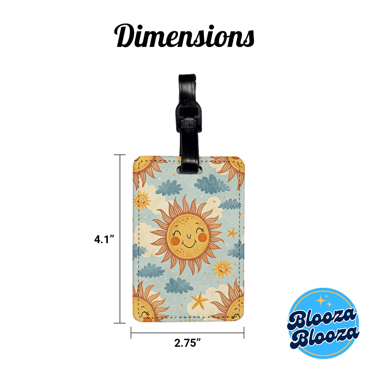 Smiling Sun Background Travel Faux Leather Luggage Tag