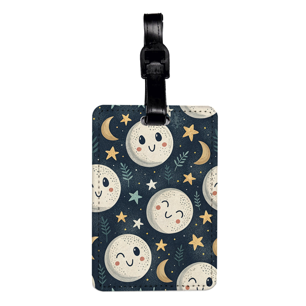 Smiling Sweet Moons Travel Faux Leather Luggage Tag