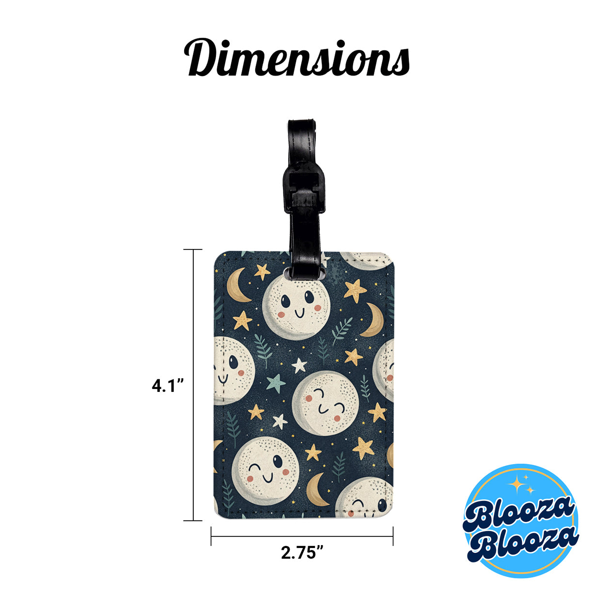 Smiling Sweet Moons Travel Faux Leather Luggage Tag