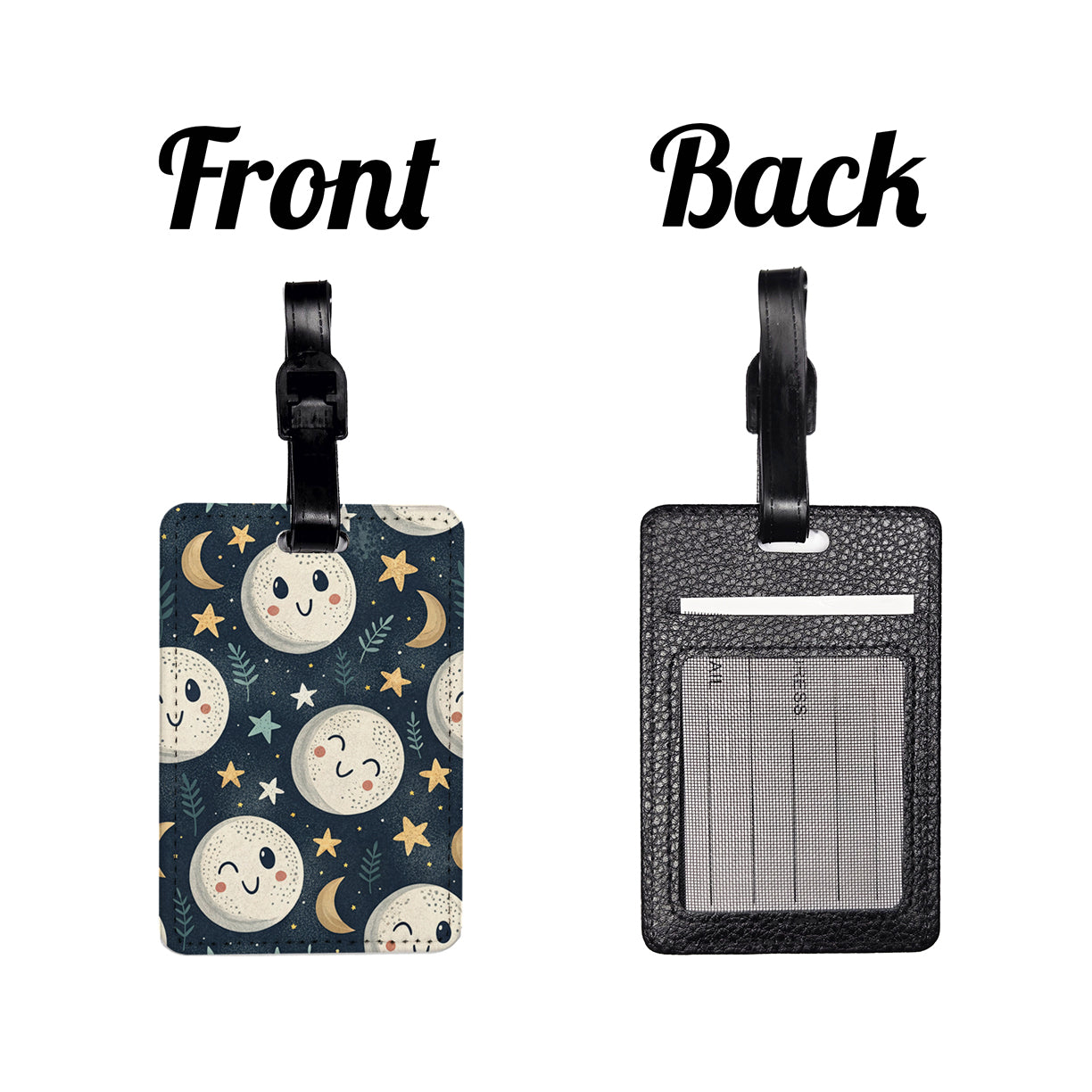 Smiling Sweet Moons Travel Faux Leather Luggage Tag