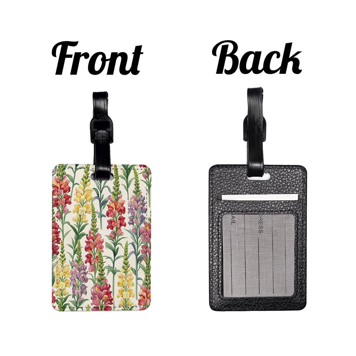 Snapdragon Flowers Yellow Red Purple Travel Faux Leather Luggage Tag