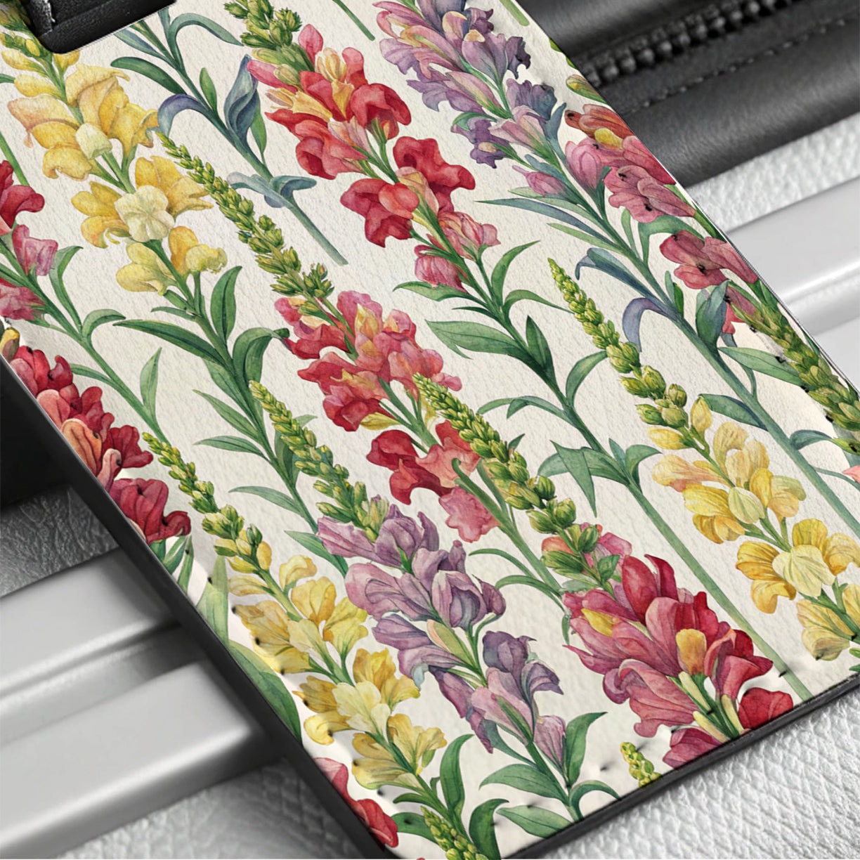 Snapdragon Flowers Yellow Red Purple Travel Faux Leather Luggage Tag