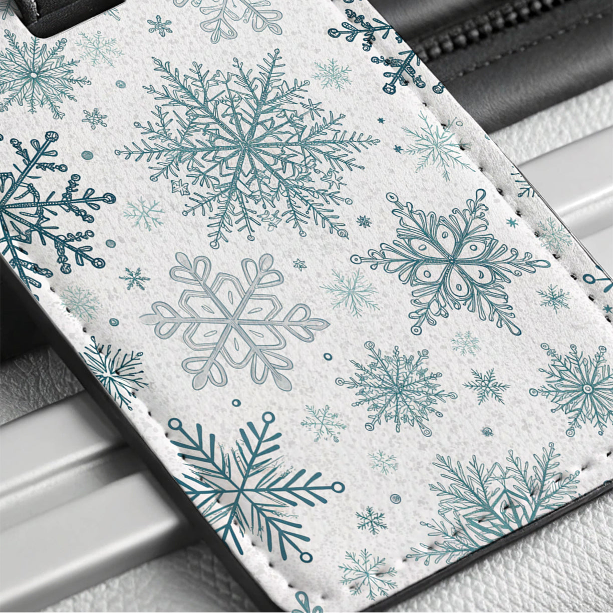 Snowflakes Pretty Winter Background Travel Faux Leather Luggage Tag