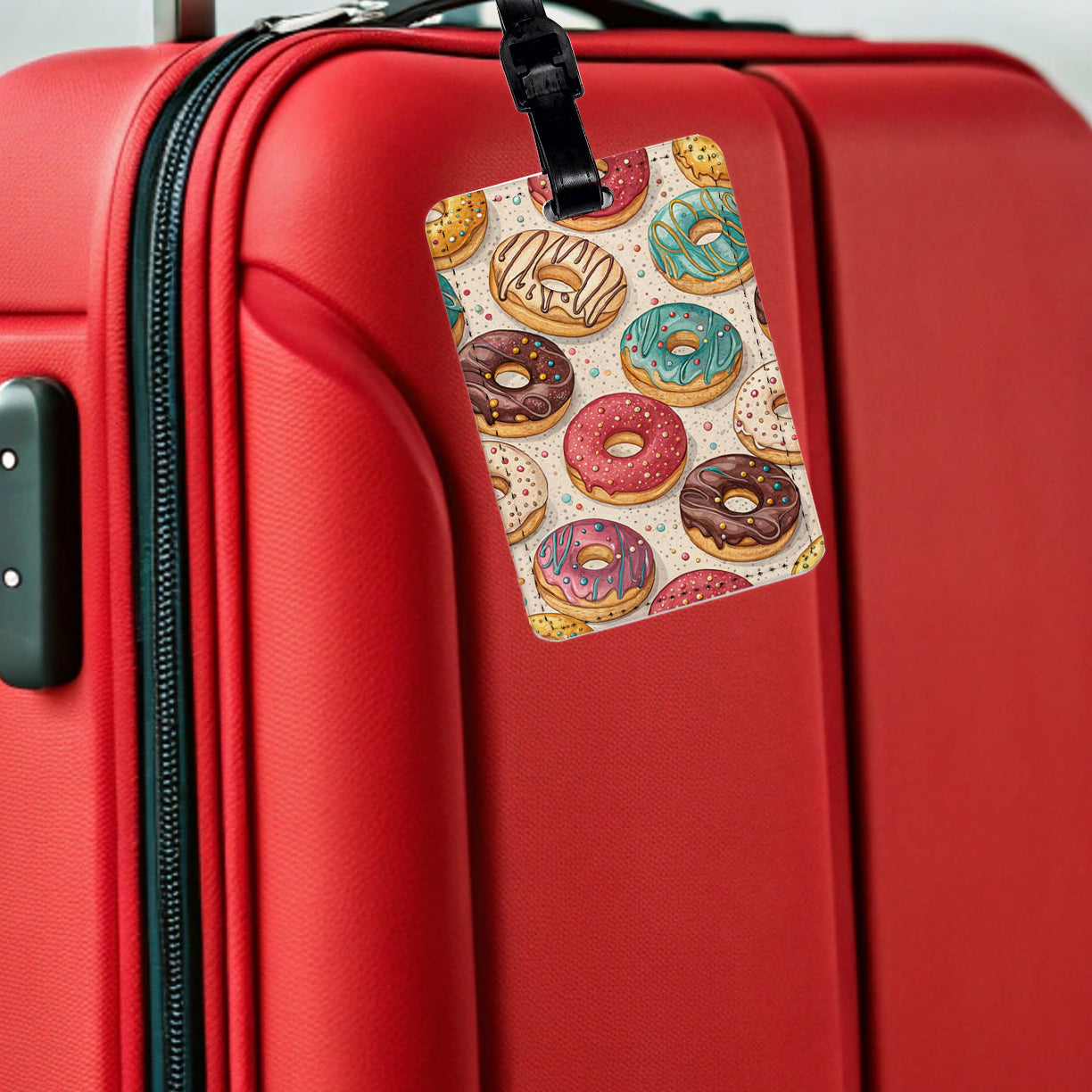 So Many Donuts Background Travel Faux Leather Luggage Tag