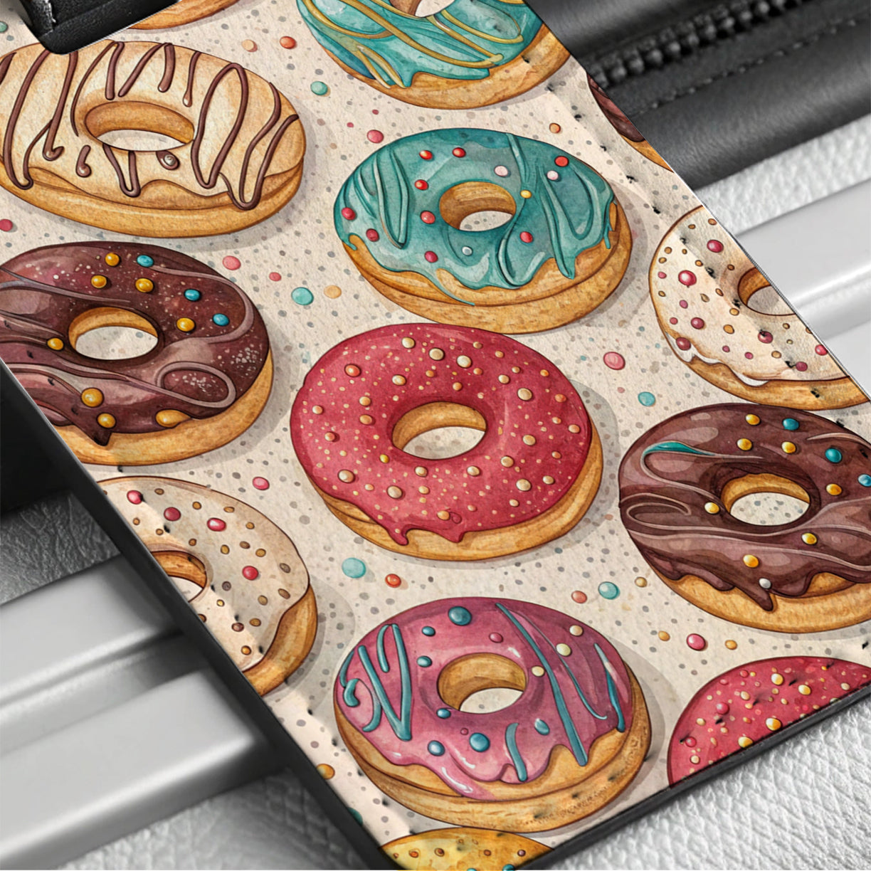 So Many Donuts Background Travel Faux Leather Luggage Tag