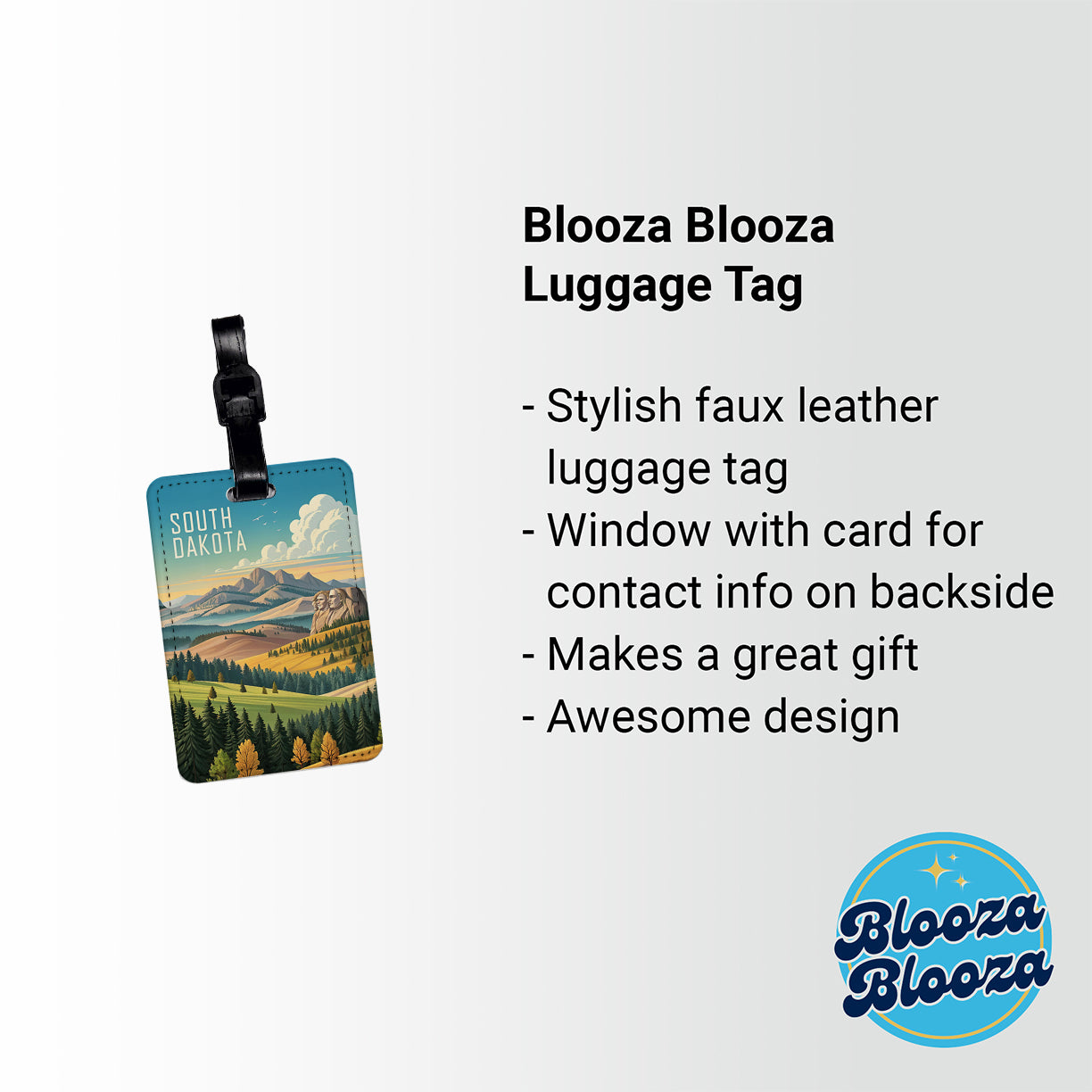 South Dakota State Beautiful Scene Travel Faux Leather Luggage Tag