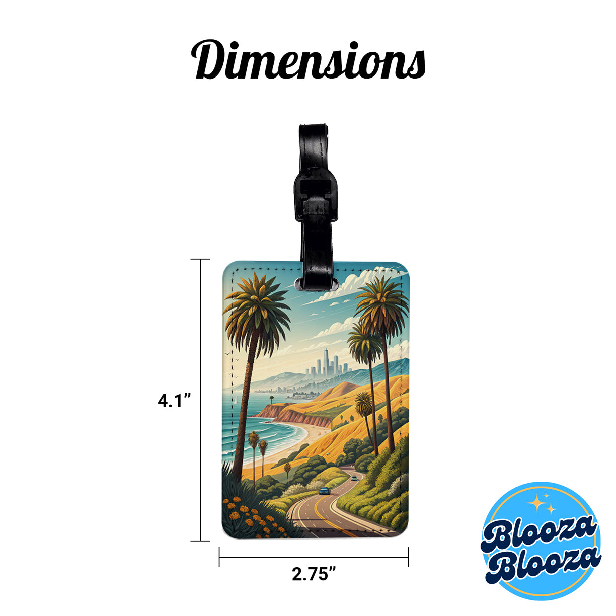 Southern California Highway Beach Ocean Travel Faux Leather Luggage Tag