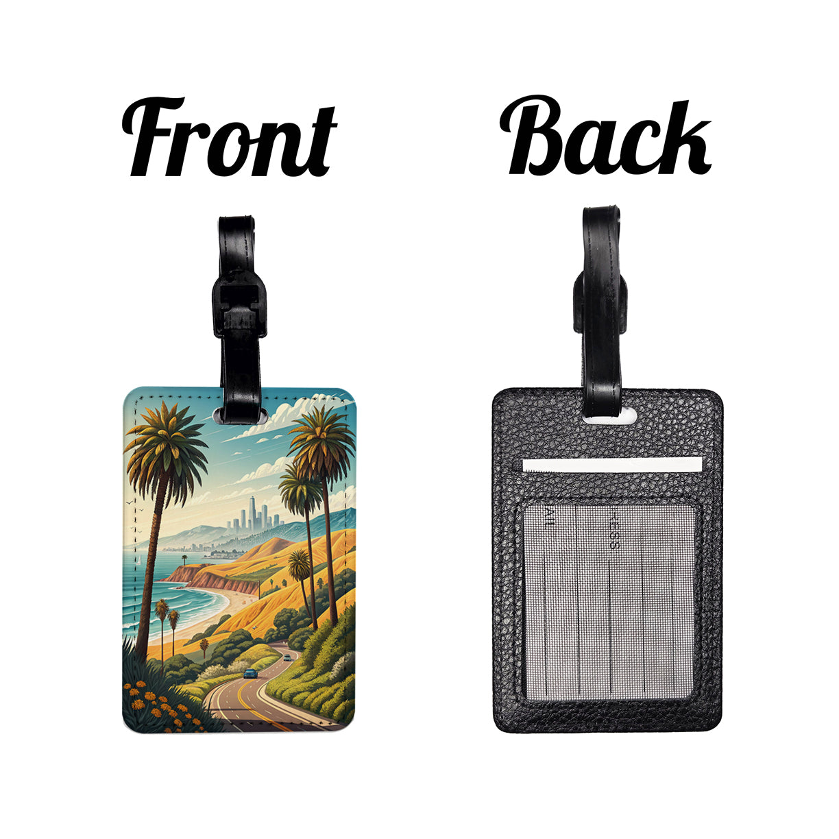 Southern California Highway Beach Ocean Travel Faux Leather Luggage Tag