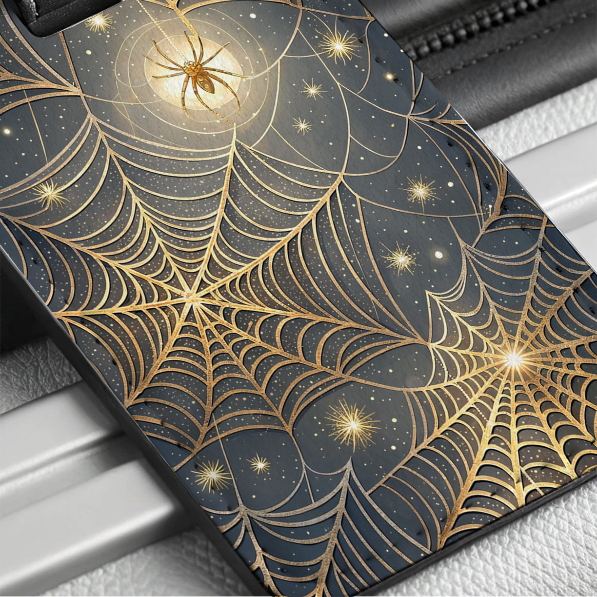 Spider Web Background Travel Faux Leather Luggage Tag