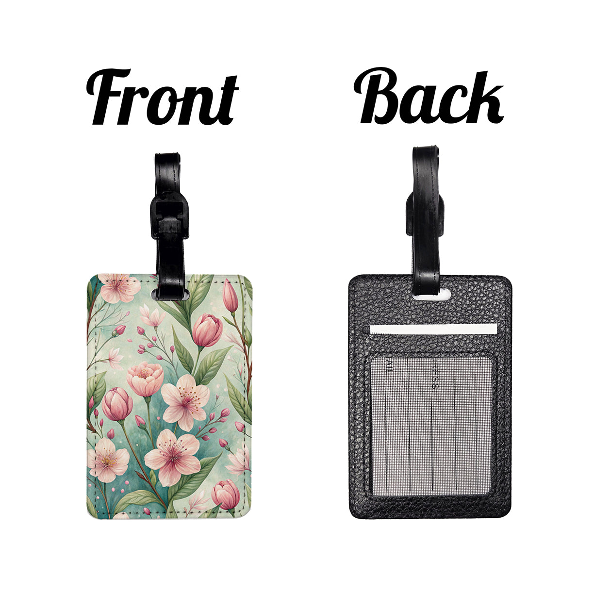 Spring Background Pink Flowers Elegant Travel Faux Leather Luggage Tag