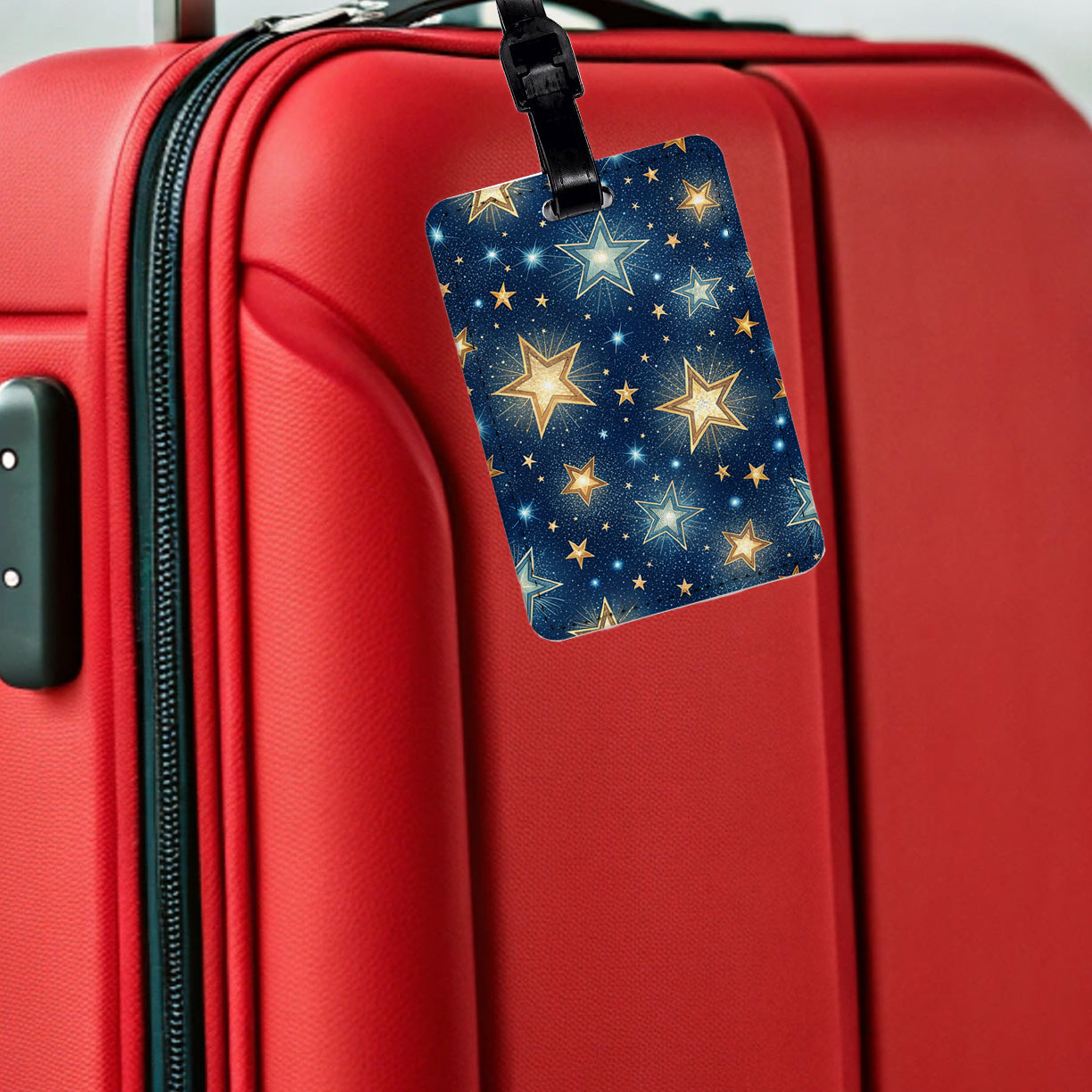 Stars Pretty Background Travel Faux Leather Luggage Tag