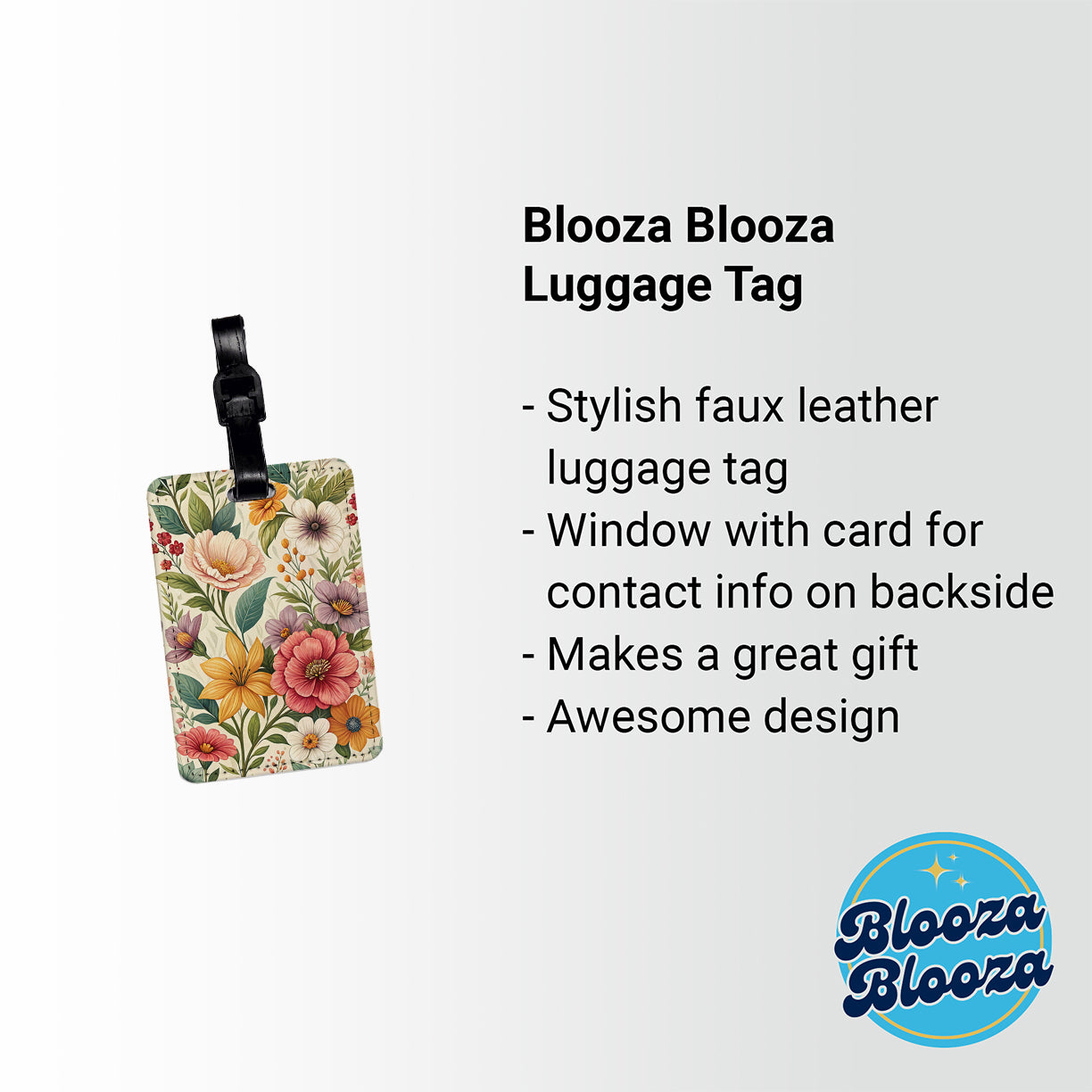 Stock Flowers Elegant Travel Faux Leather Luggage Tag