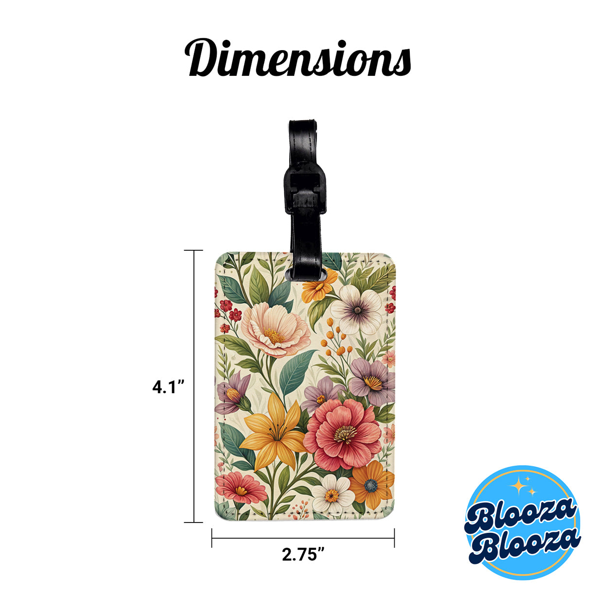 Stock Flowers Elegant Travel Faux Leather Luggage Tag