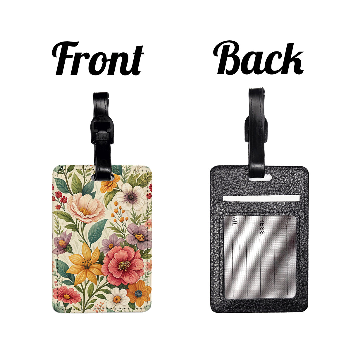 Stock Flowers Elegant Travel Faux Leather Luggage Tag