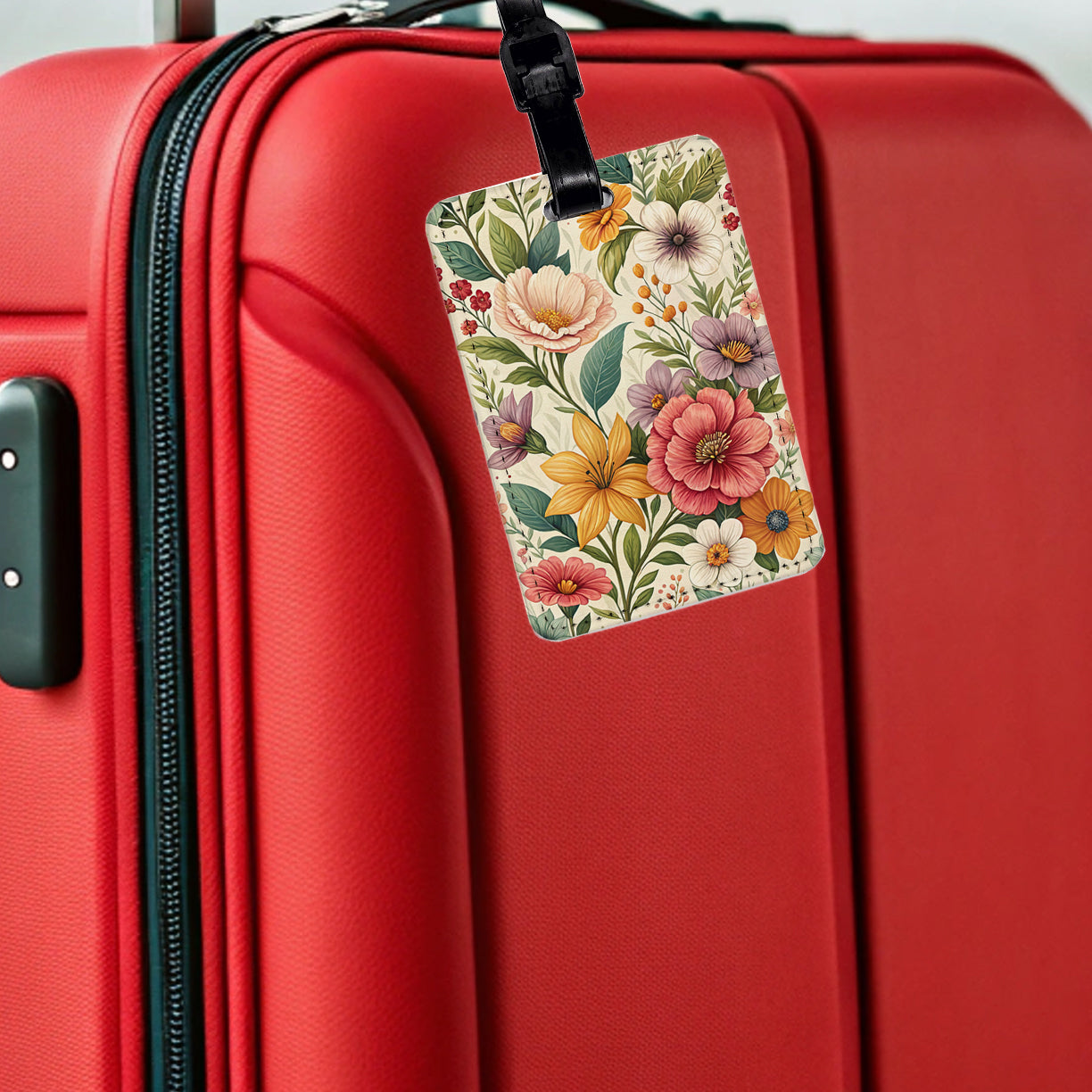 Stock Flowers Elegant Travel Faux Leather Luggage Tag