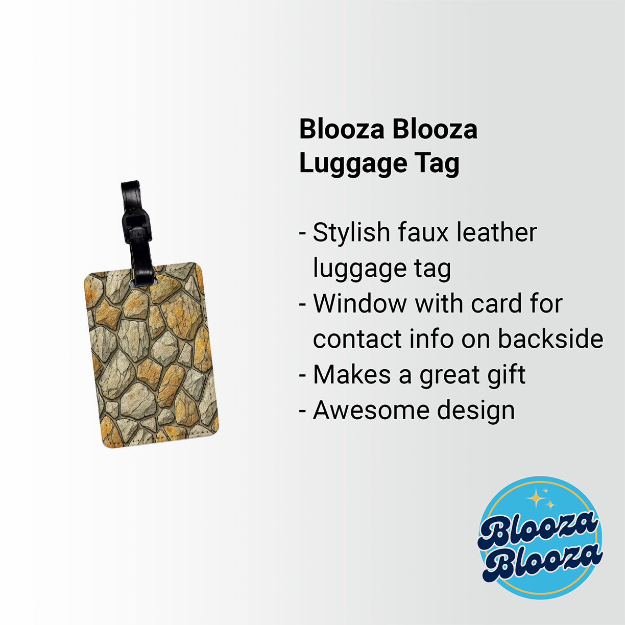 Stone Wall Background Travel Faux Leather Luggage Tag