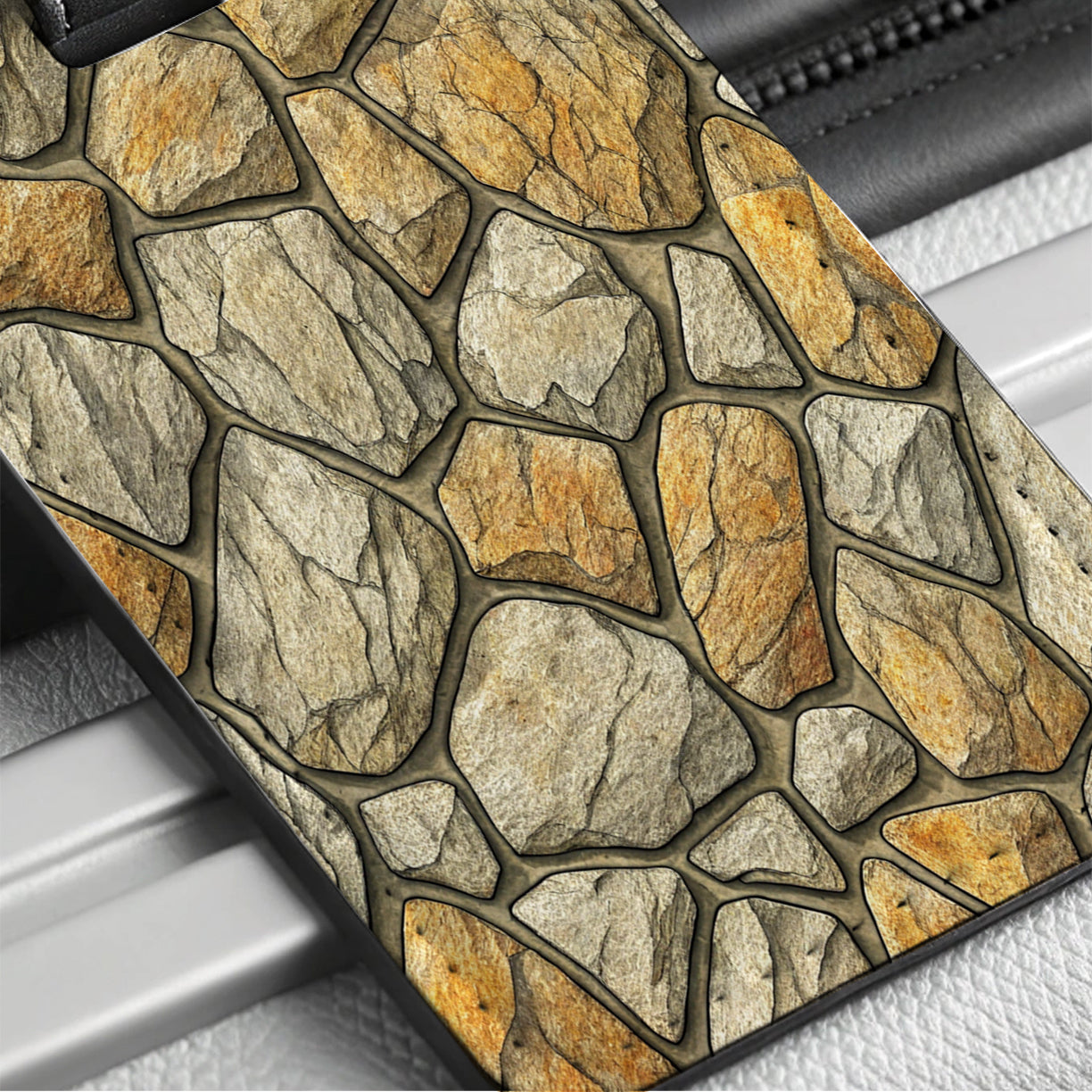 Stone Wall Background Travel Faux Leather Luggage Tag