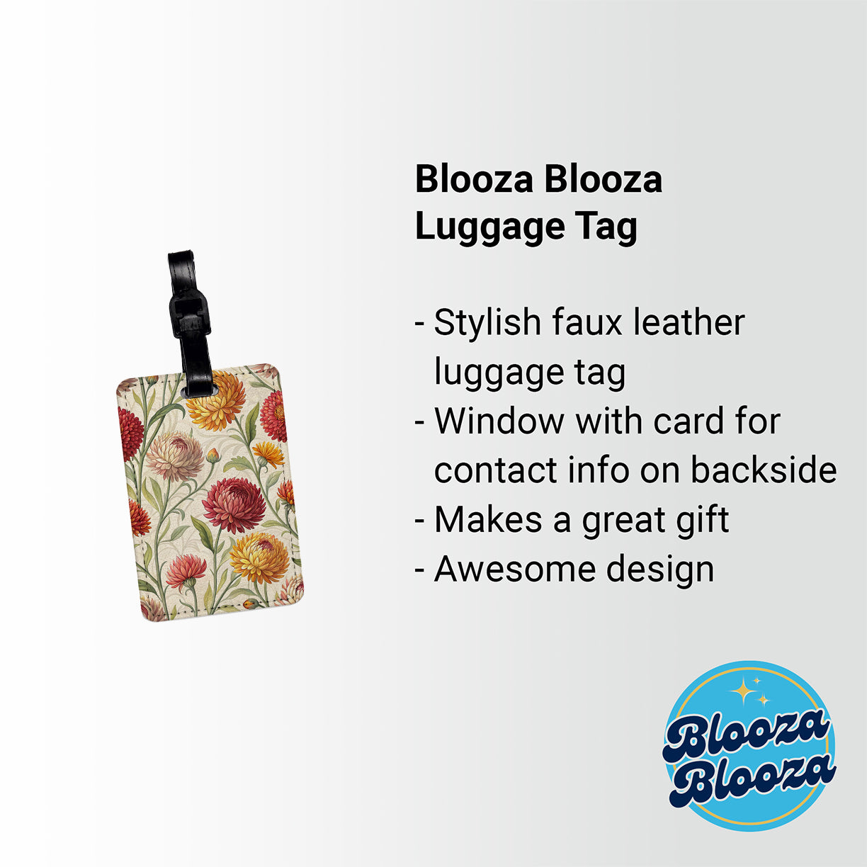 Strawflower Flowers Elegant Travel Faux Leather Luggage Tag