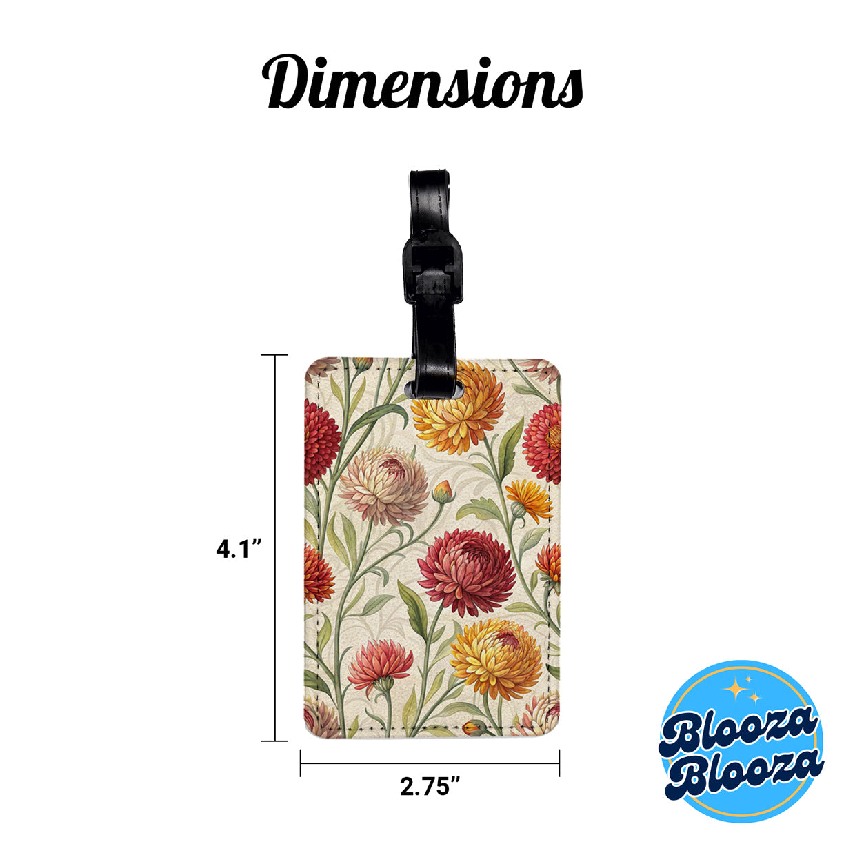 Strawflower Flowers Elegant Travel Faux Leather Luggage Tag