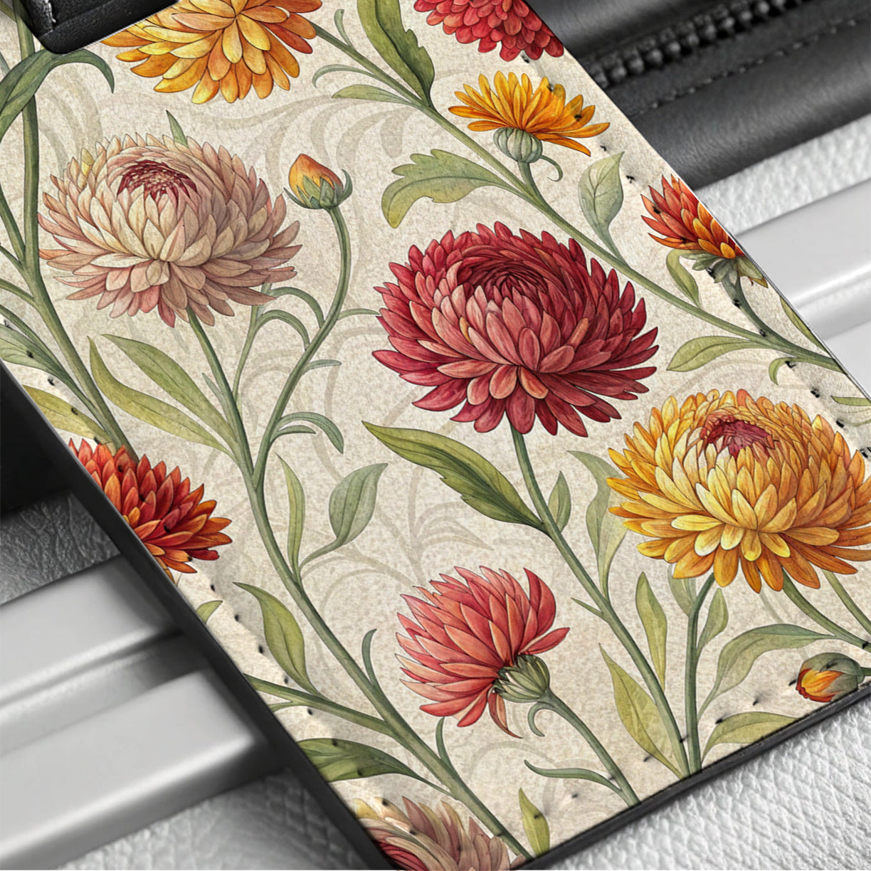 Strawflower Flowers Elegant Travel Faux Leather Luggage Tag