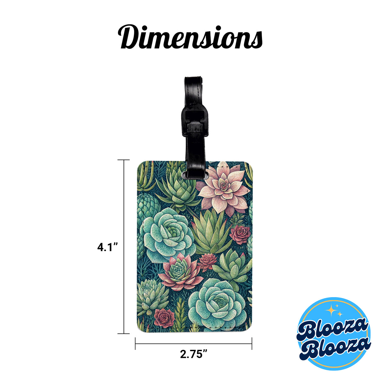Succulents Pretty Nature Travel Faux Leather Luggage Tag
