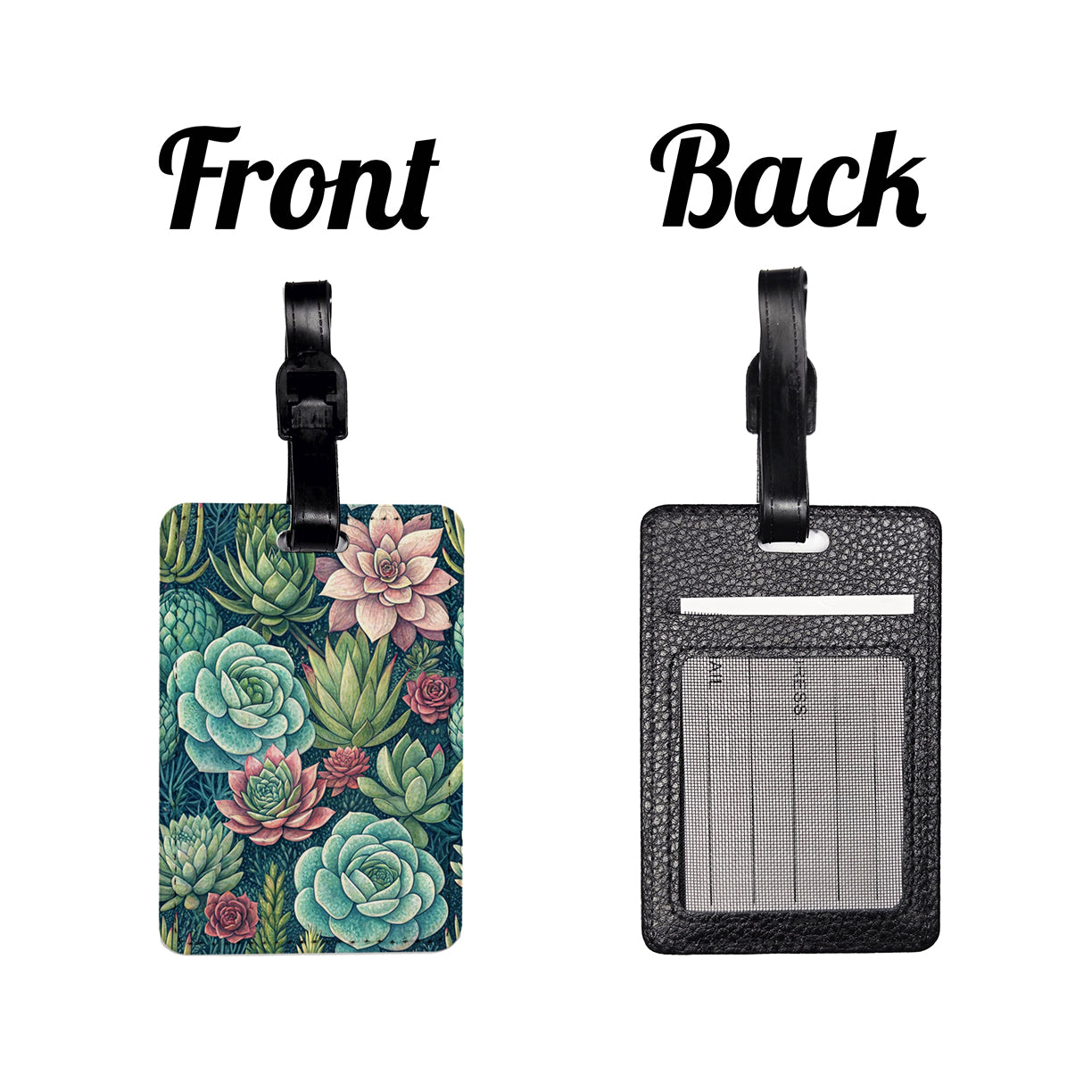 Succulents Pretty Nature Travel Faux Leather Luggage Tag