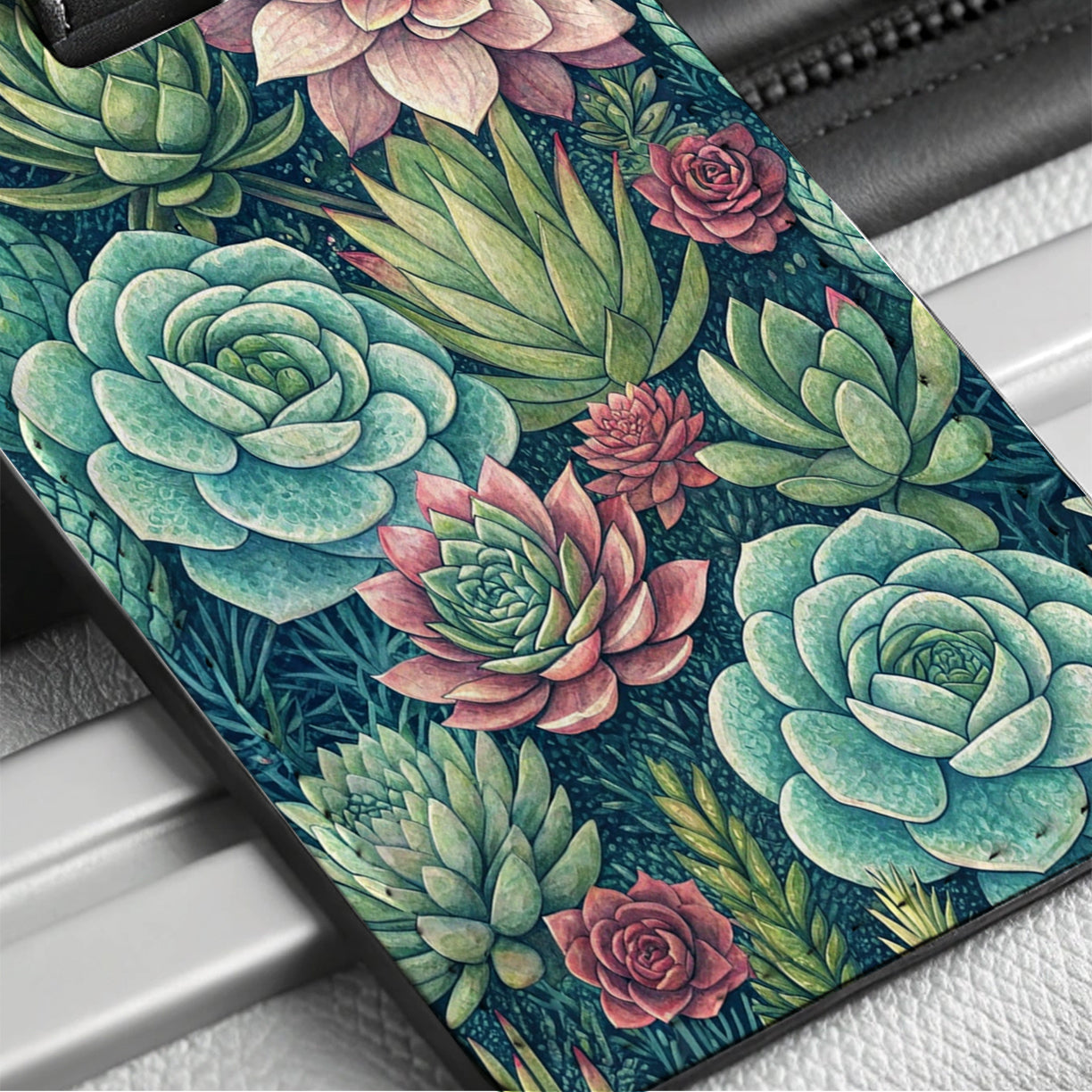 Succulents Pretty Nature Travel Faux Leather Luggage Tag