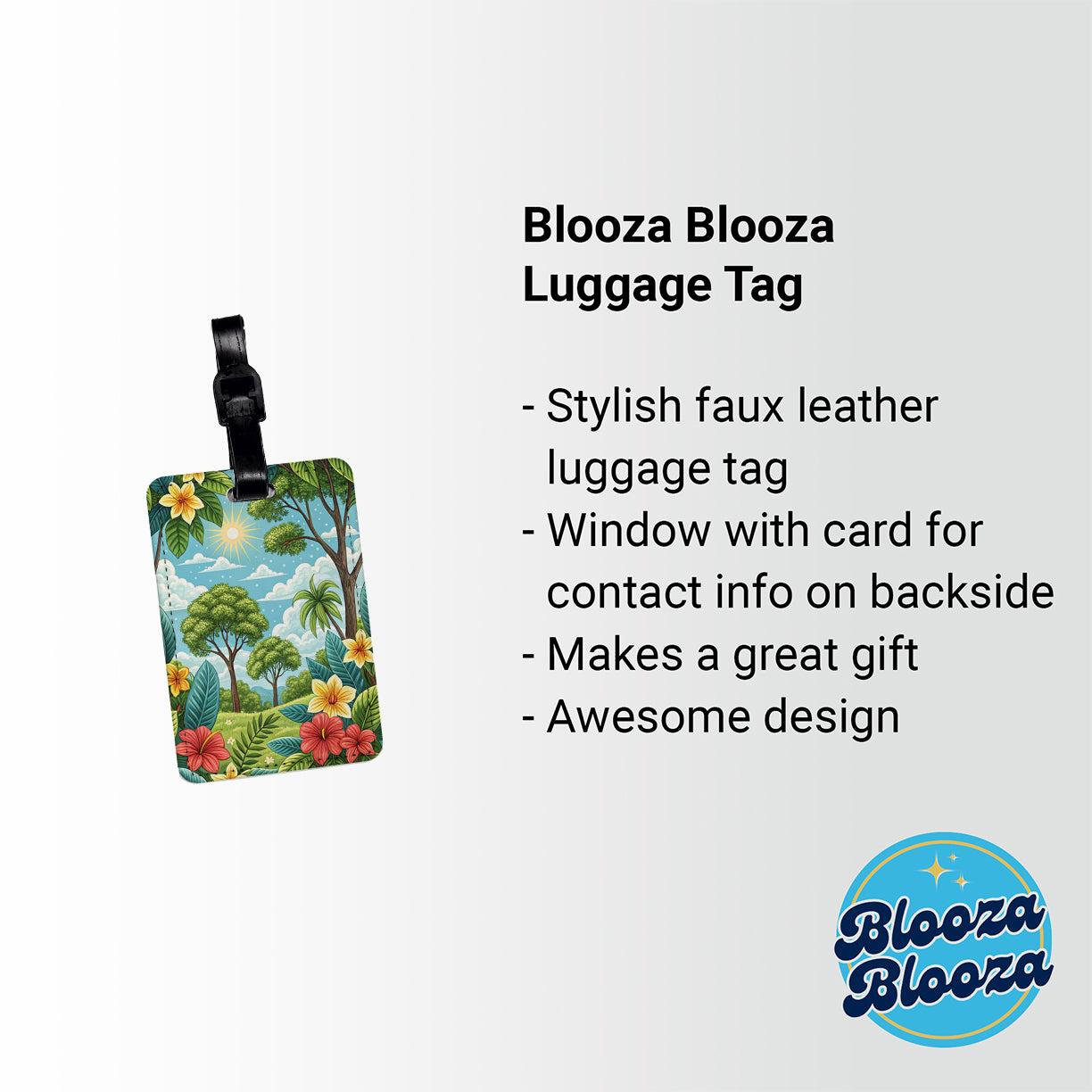 Summer Tropical Flowers Trees Travel Faux Leather Luggage Tag