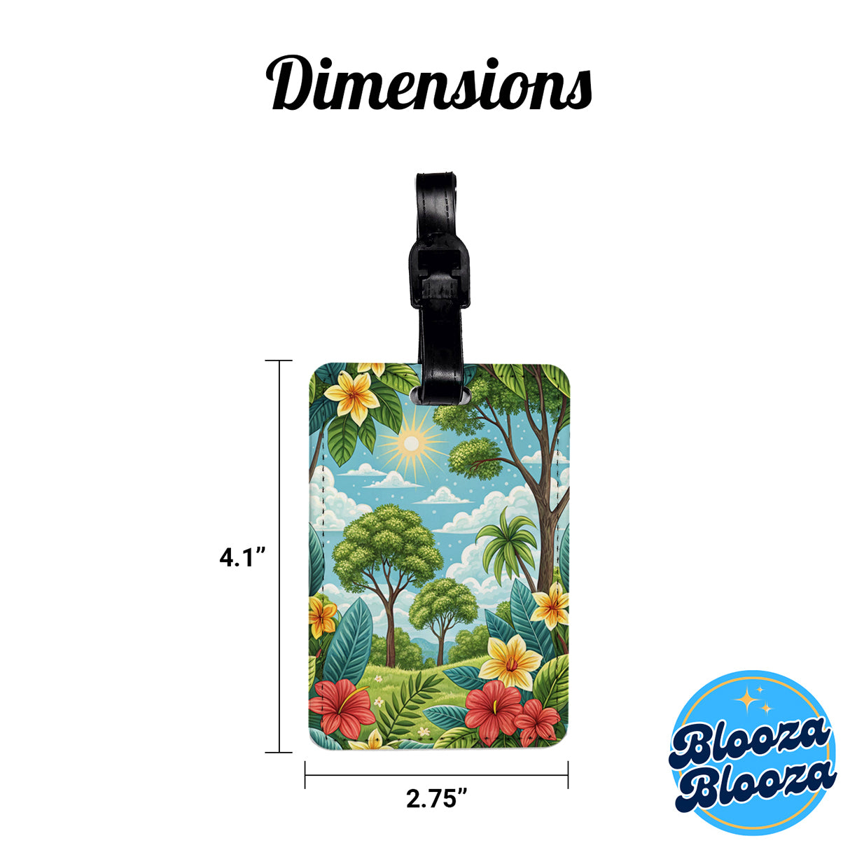 Summer Tropical Flowers Trees Travel Faux Leather Luggage Tag