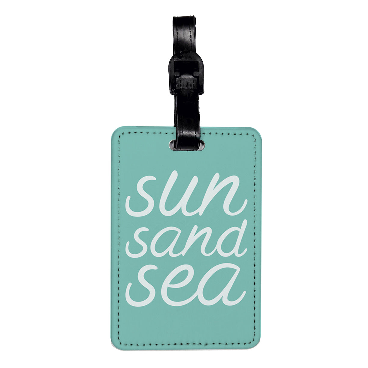 Sun Sand Sea Script Travel Faux Leather Luggage Tag