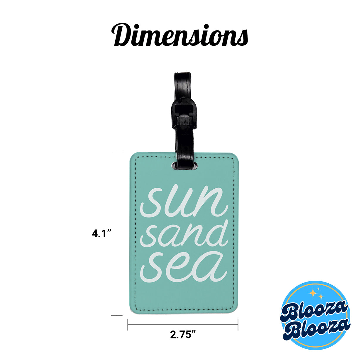 Sun Sand Sea Script Travel Faux Leather Luggage Tag