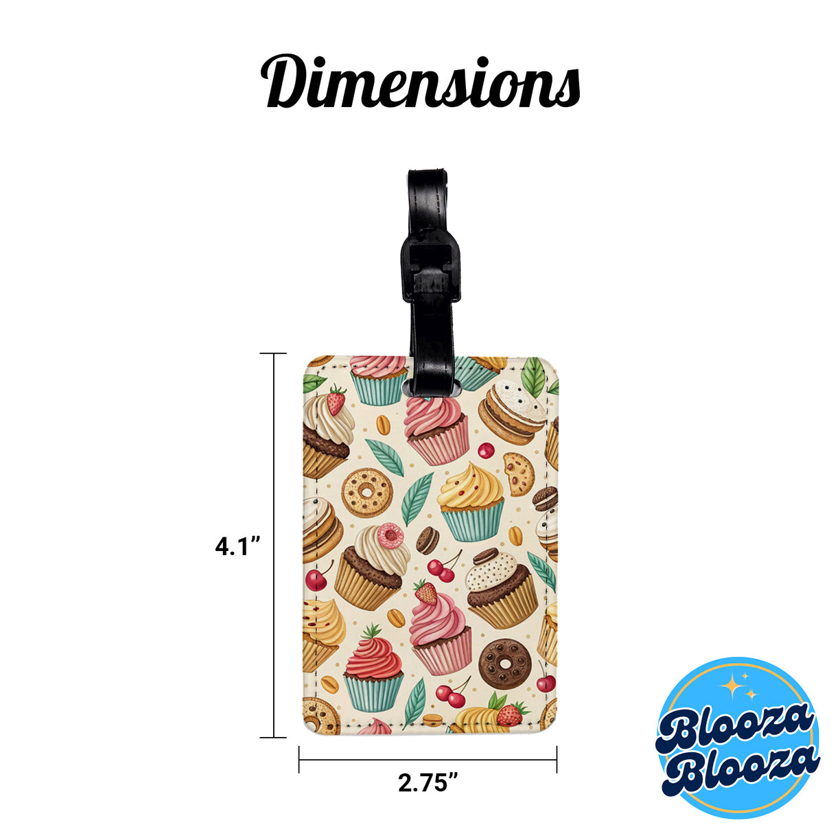 Sweet Desserts Cupcakes Cookies Background Travel Faux Leather Luggage Tag