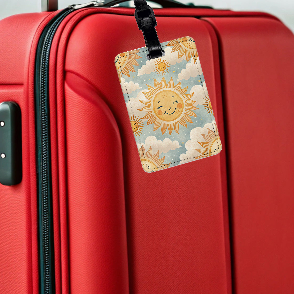 Sweet Smiling Sun Travel Faux Leather Luggage Tag