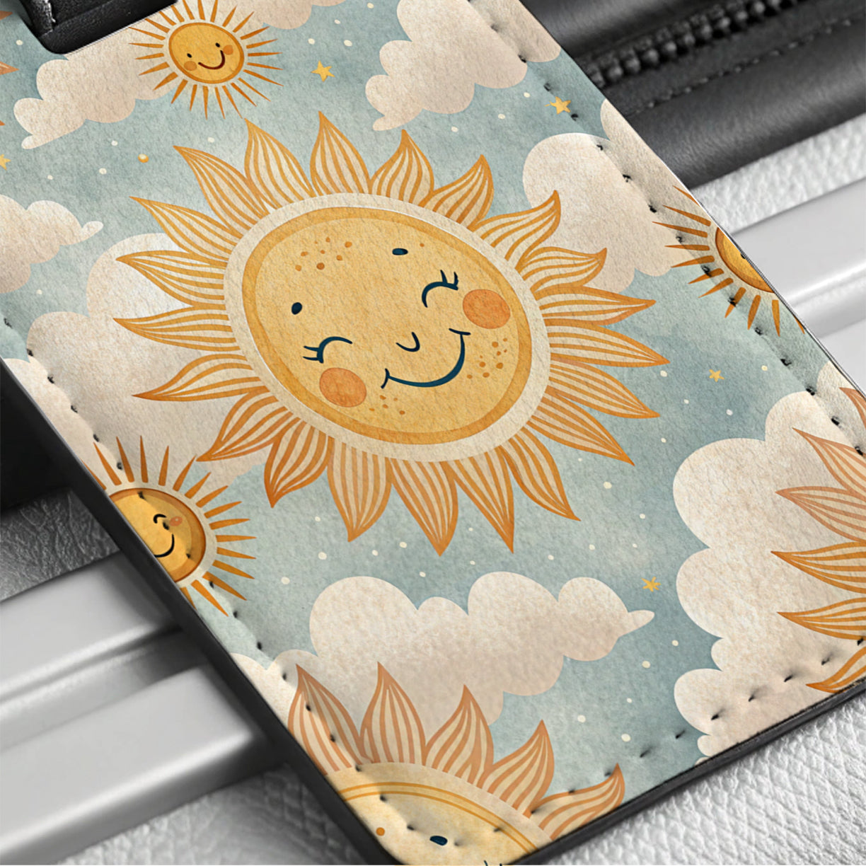 Sweet Smiling Sun Travel Faux Leather Luggage Tag