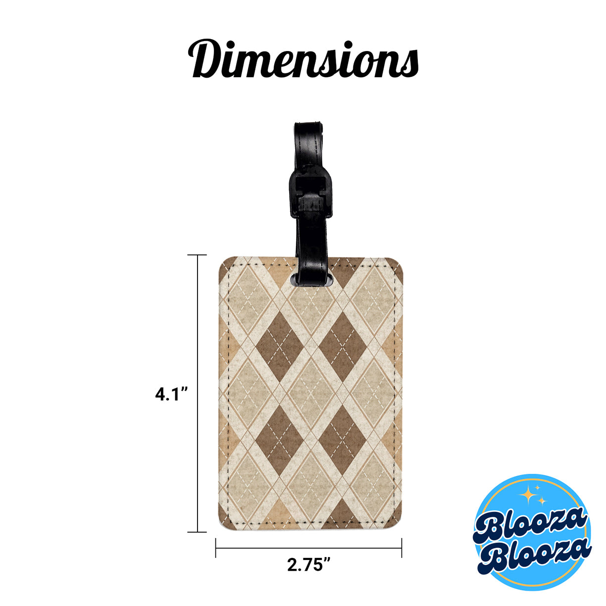 Tan Argyle Background Travel Faux Leather Luggage Tag