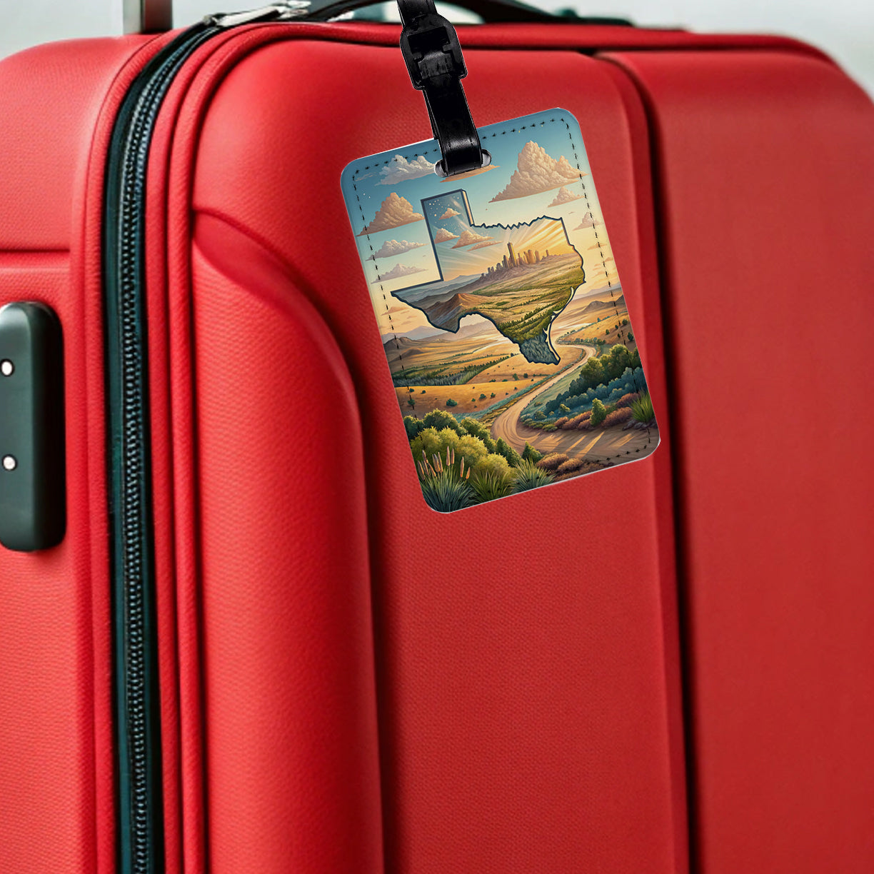 Texas State Beautiful Scene Travel Faux Leather Luggage Tag