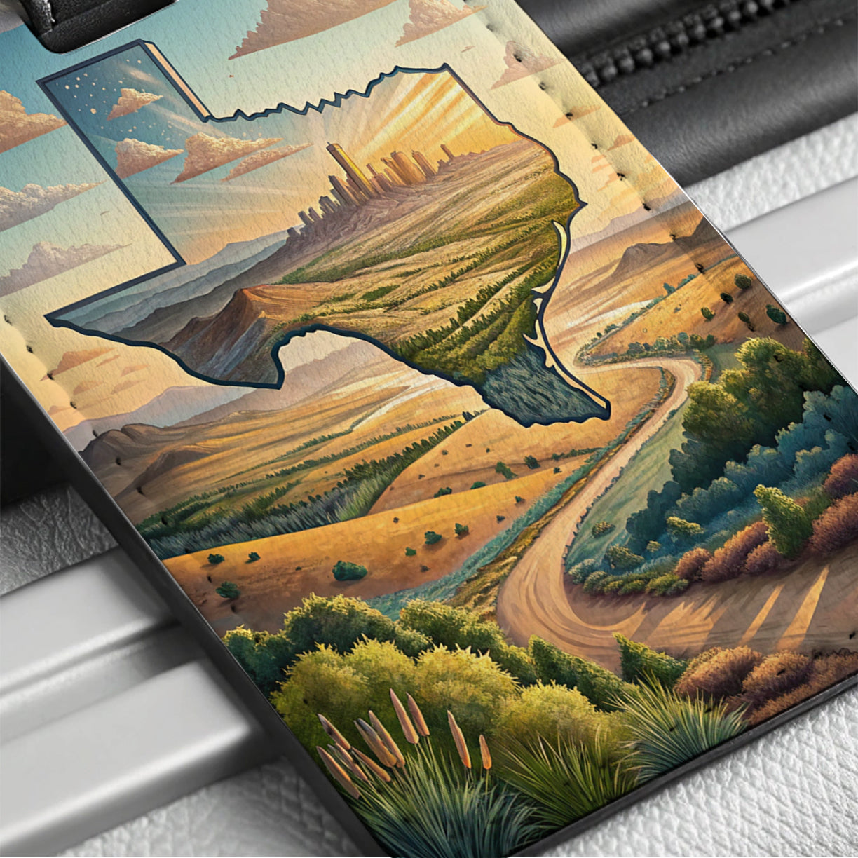 Texas State Beautiful Scene Travel Faux Leather Luggage Tag