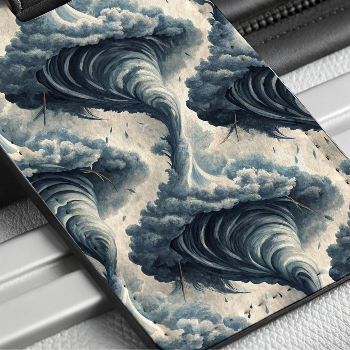 Tornados Background Travel Faux Leather Luggage Tag