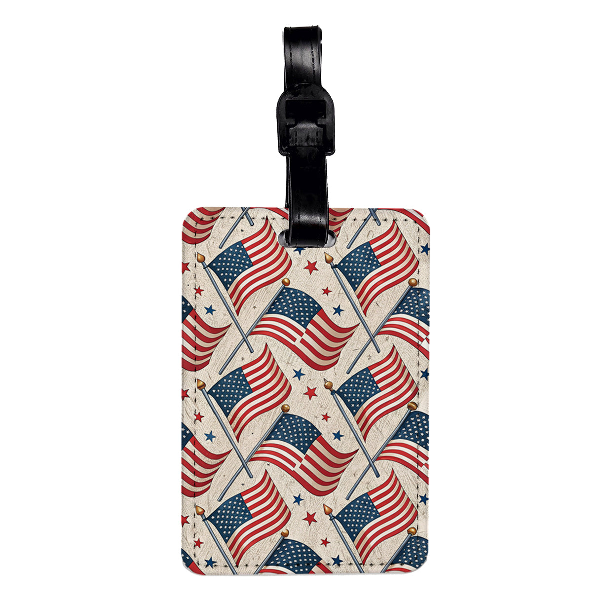 USA Waving Flags United States Of America Travel Faux Leather Luggage Tag