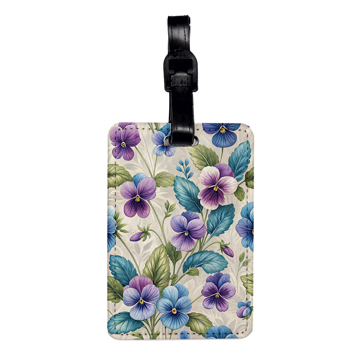 Violets Flowers Beautiful Travel Faux Leather Luggage Tag